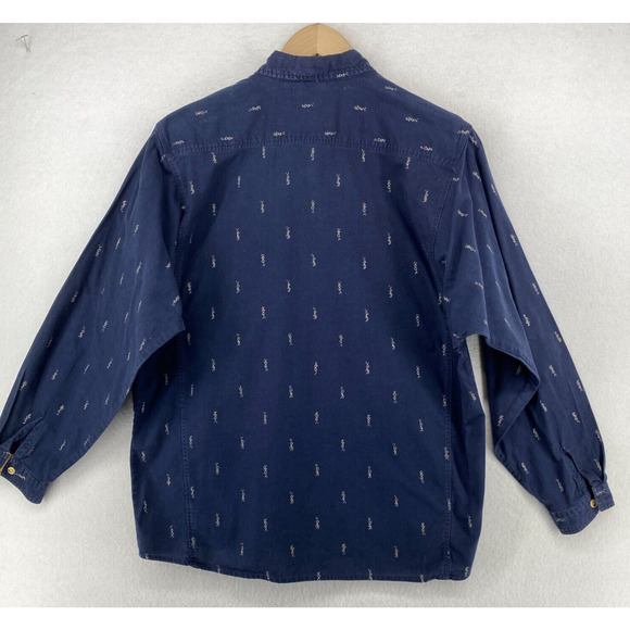 SUDDEN IMPACT Shirt Womens M Southwestern Button Front Cotton Blue Vintage - Picture 3 of 14